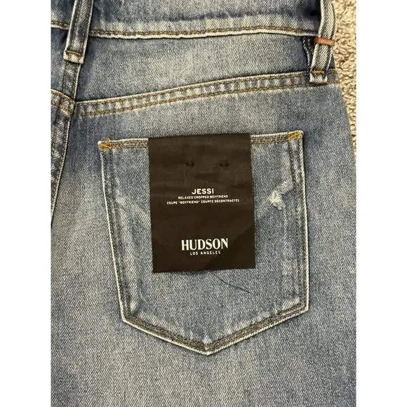 Hudson Jessi Boyfriend Jeans Womens 26 Cropped Distressed Blue NWT - Picture 7 of 14